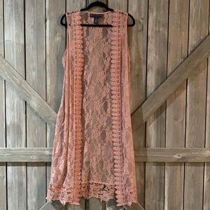 Light Pink Long laced cardigan